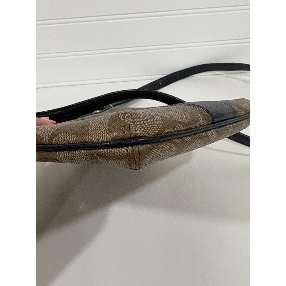 COACH Signature Crossbody Shoulder Bag F52856 Brown/Navy Blue No Bag Tag